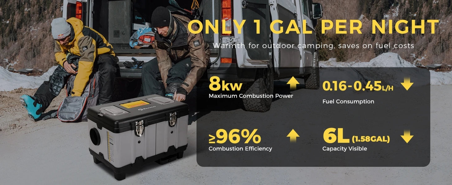 TB10Pro 8KW Diesel Heater 12V/24V/220V Diesel Parking Heater With LCD, Ventilation Mode ,CO Monitoring For Tent Trailer Garage RV