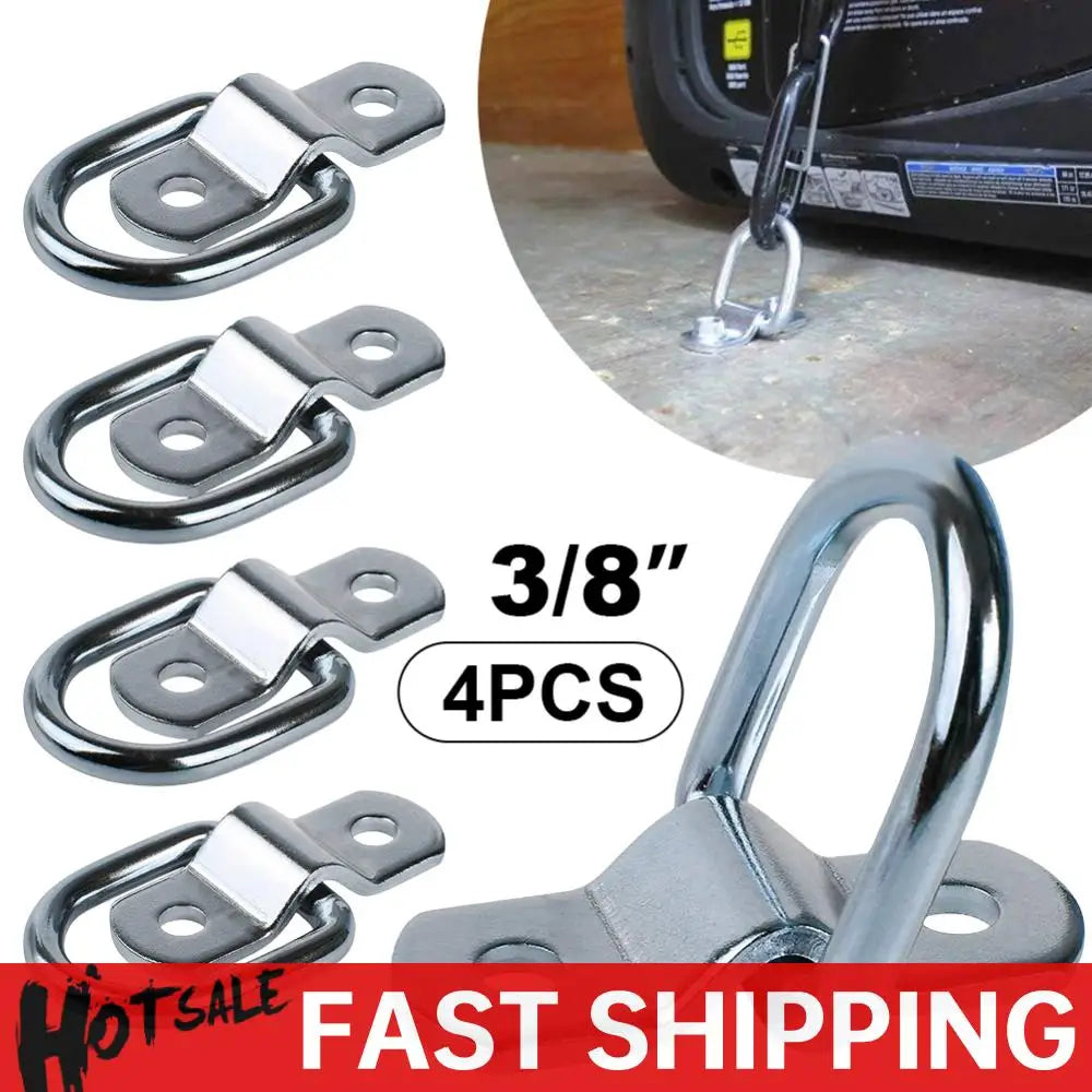 4Pcs 3/8 Truck Bed-trailer -RV Anchors Steel D-Ring Tie Down Anchor 2400LBS