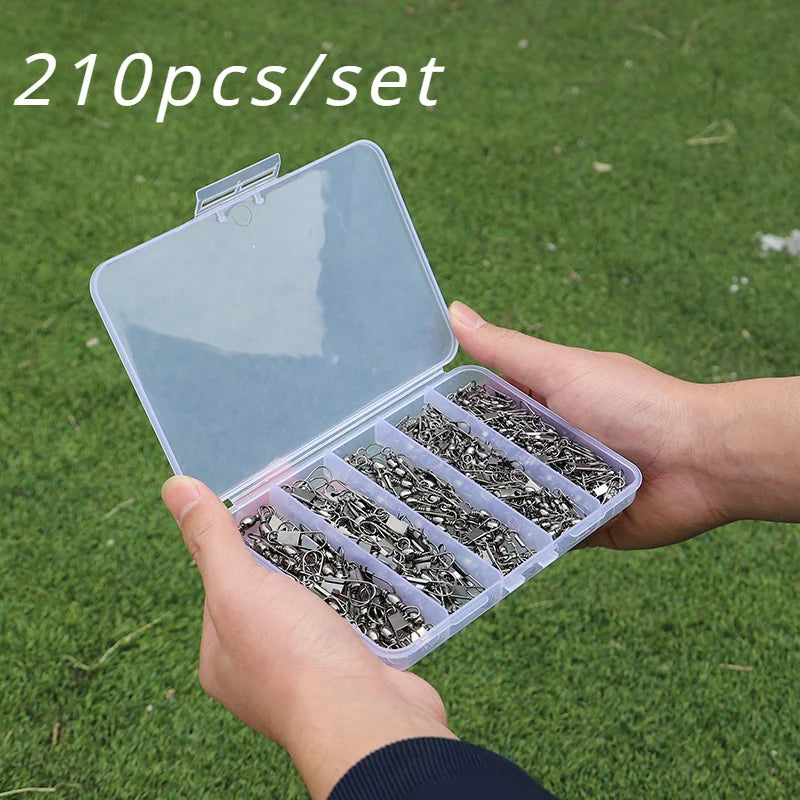 210pcs/set Fishing Swivels Snap