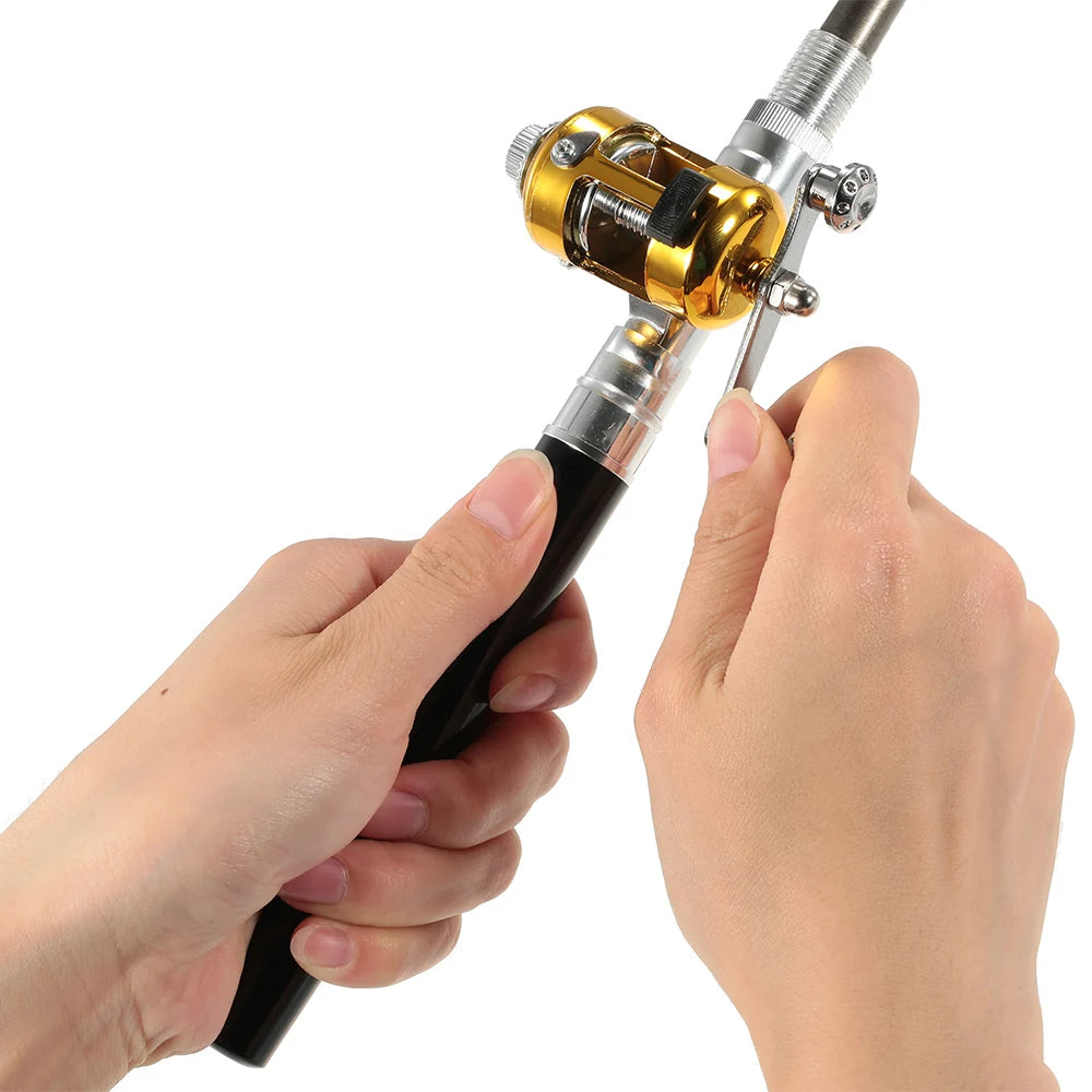 Fishing Rod Reel Combo Set Mini Telescopic Portable Pocket Pen Fishing Rod Pole  Fishing Line Soft Lures Baits Jig Hooks