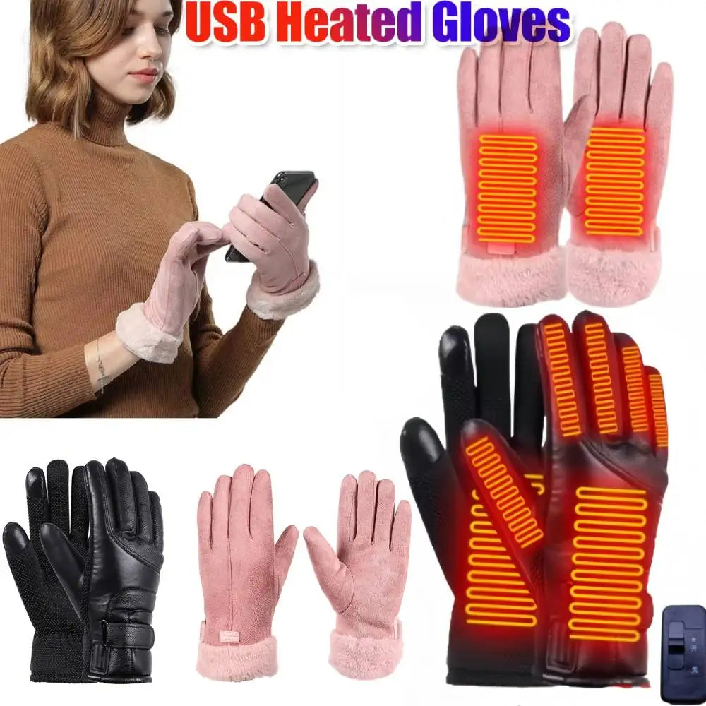USB Electric Heated Gloves Outdoor Thermal  Hand warmer Winter Ski Gloves Motorcycle heated gloves Waterproof Touch Screen