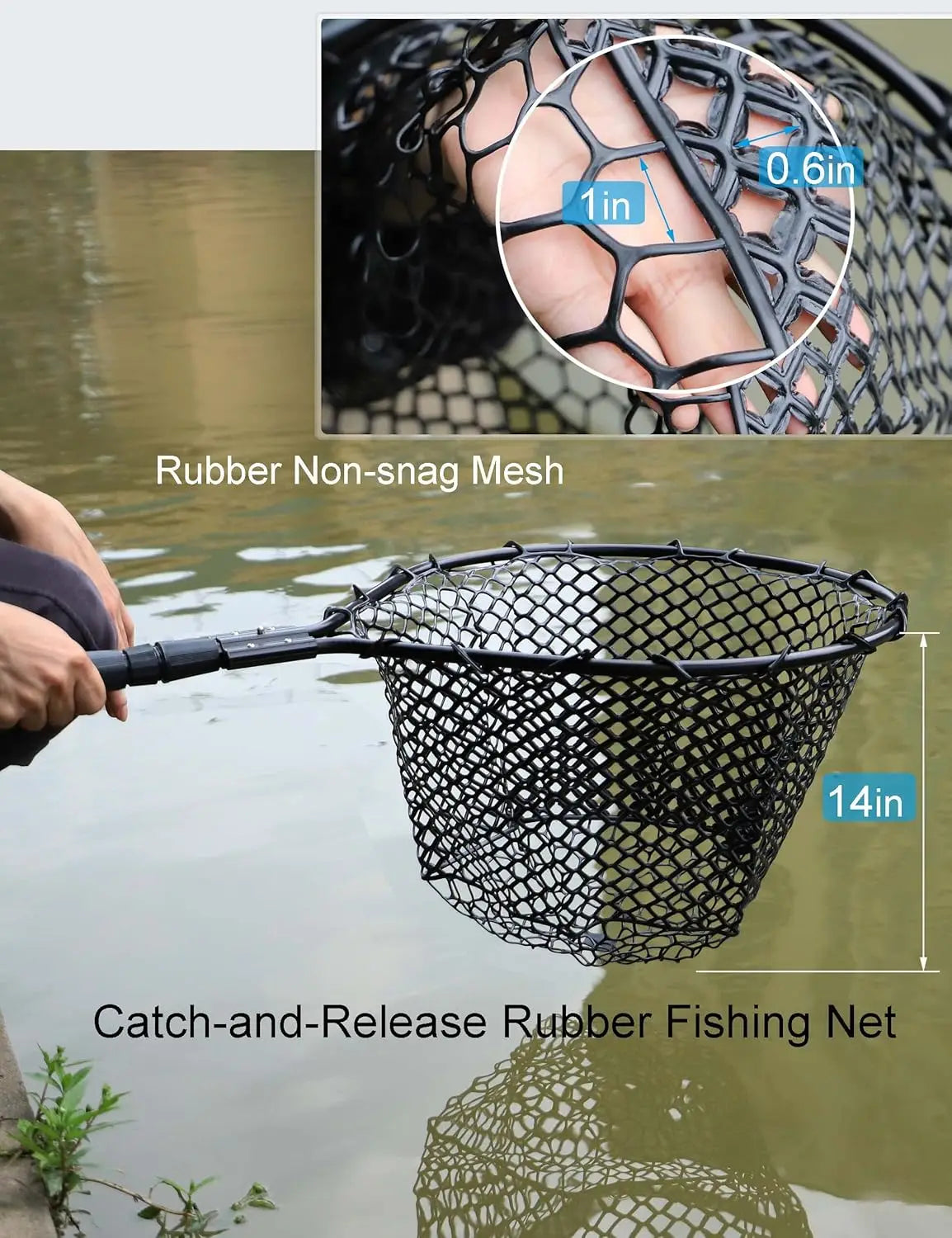 Heavy Duty Big Folding Fishing Net With Retractable Long Handle