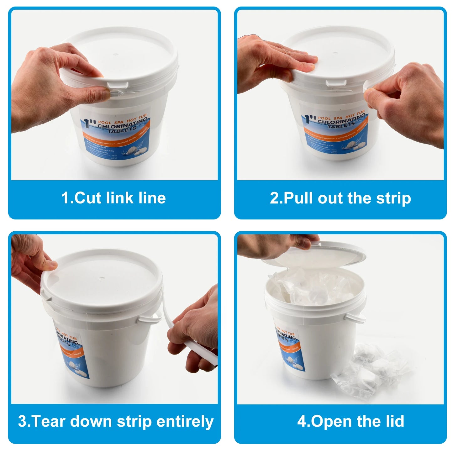 3 lb Bucket of Chlorine Tablets for Pools, 1 Inch