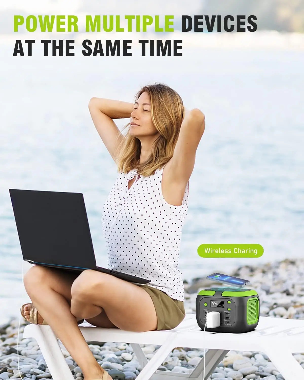 200W Portable Power Station 155Wh Solar Generator 42000mAh Power Bank with AC Outlet 110V, DC, USB QC3.0