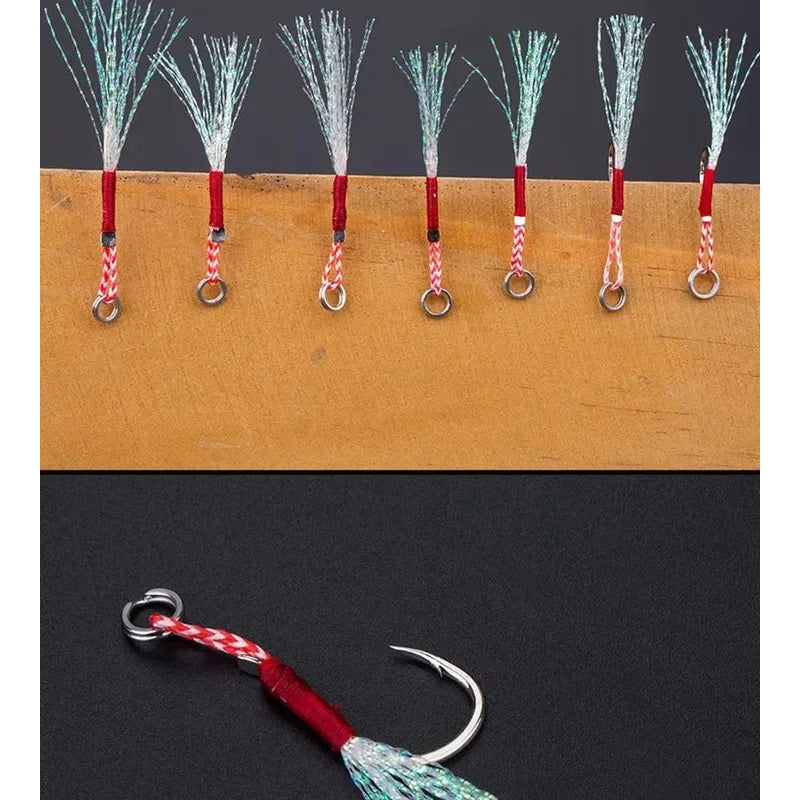 10pcs/Fishing  Jigs Assist Hook Barbed Single Jig Hooks