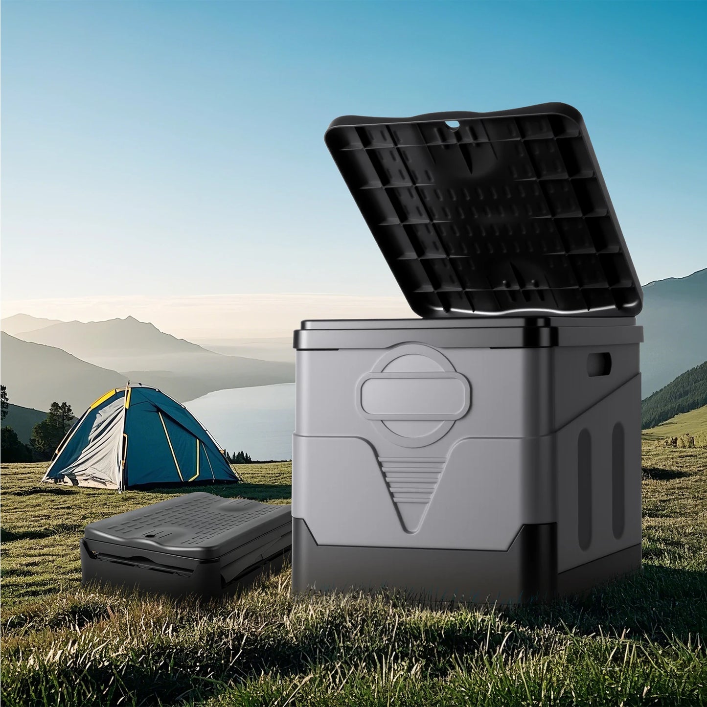 Camping Toilet, Portable Toilet  Travel Folding Toilet with Lid and Paper Holder, Compact Potty for Car, Cam