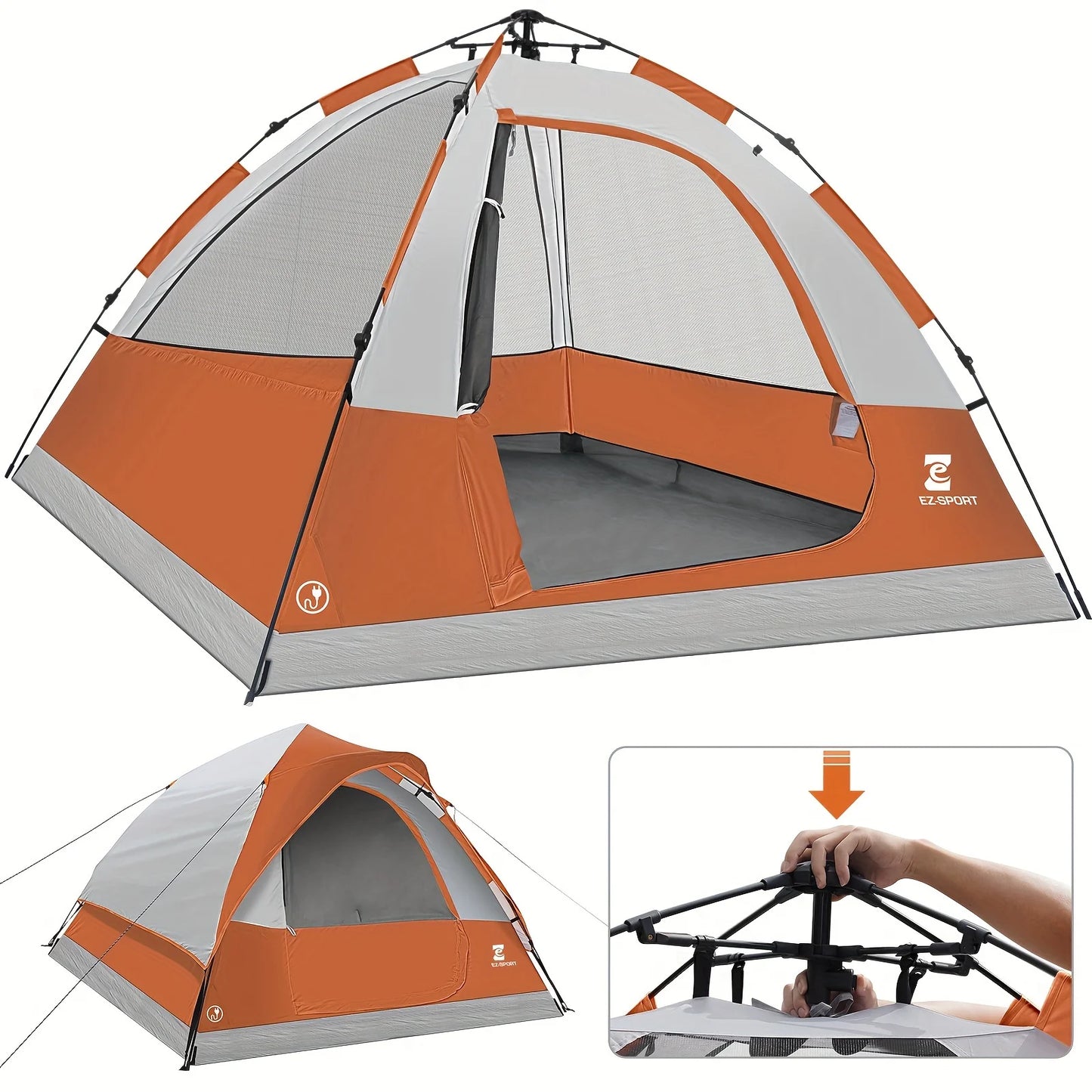 Pop Up Camping Tent - 4 Person  with Removable Rain Fly, Waterproof Windproof