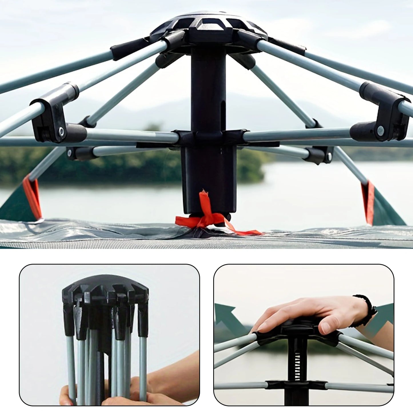 Pop up tents for camping waterproof  Windproof  for 4 person with Skylight and 2 Doors with Poles