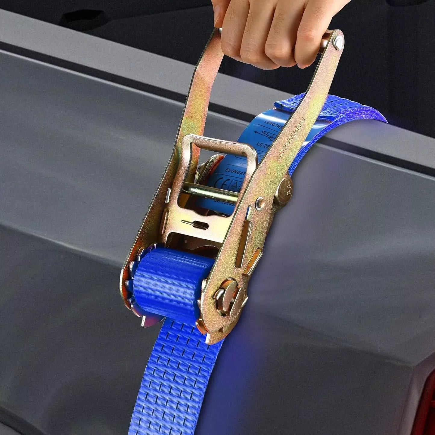 9m X 50mm Double J Hook Ratchet Straps (11,000 lbs Break Strength)