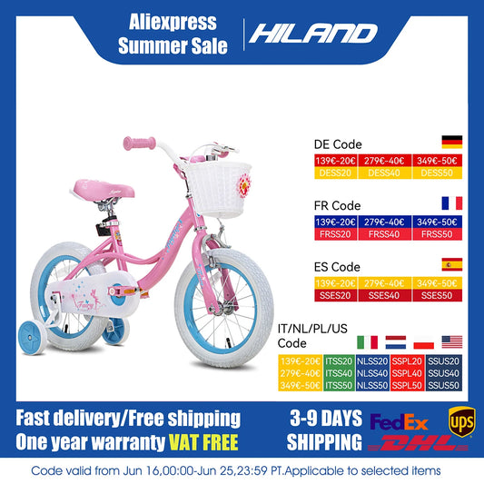 JOYSTAR Fairy Girls Bike for 2-9 Years Old Toddlers and Kids with Training Wheels, Handbrake and Basket,