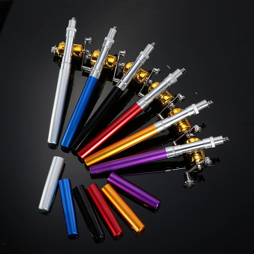 US Fishing Rod Reel Combo Set Mini Telescopic Portable Pocket Pen Fishing Rod Pole + Reel Aluminum Alloy Fishing Line Soft Lures