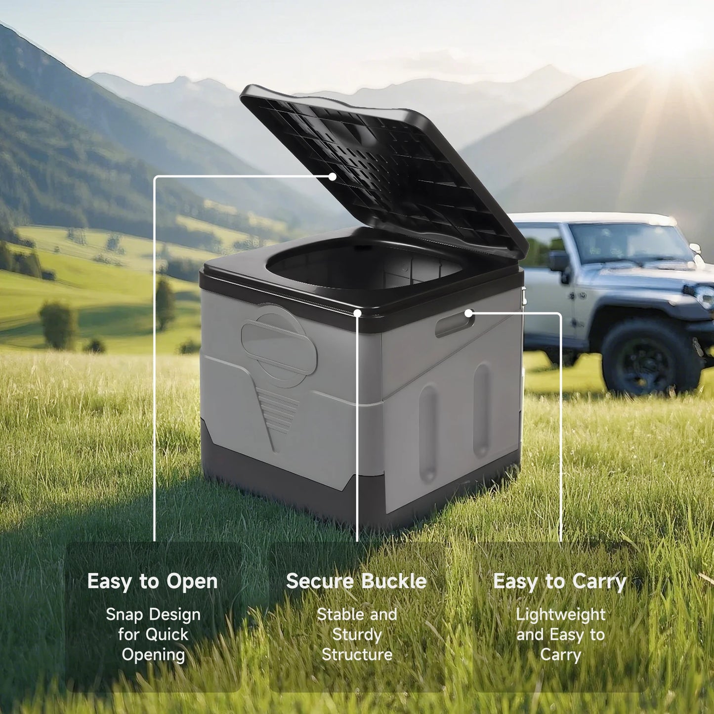 Camping Toilet, Portable Toilet  Travel Folding Toilet with Lid and Paper Holder, Compact Potty for Car, Cam