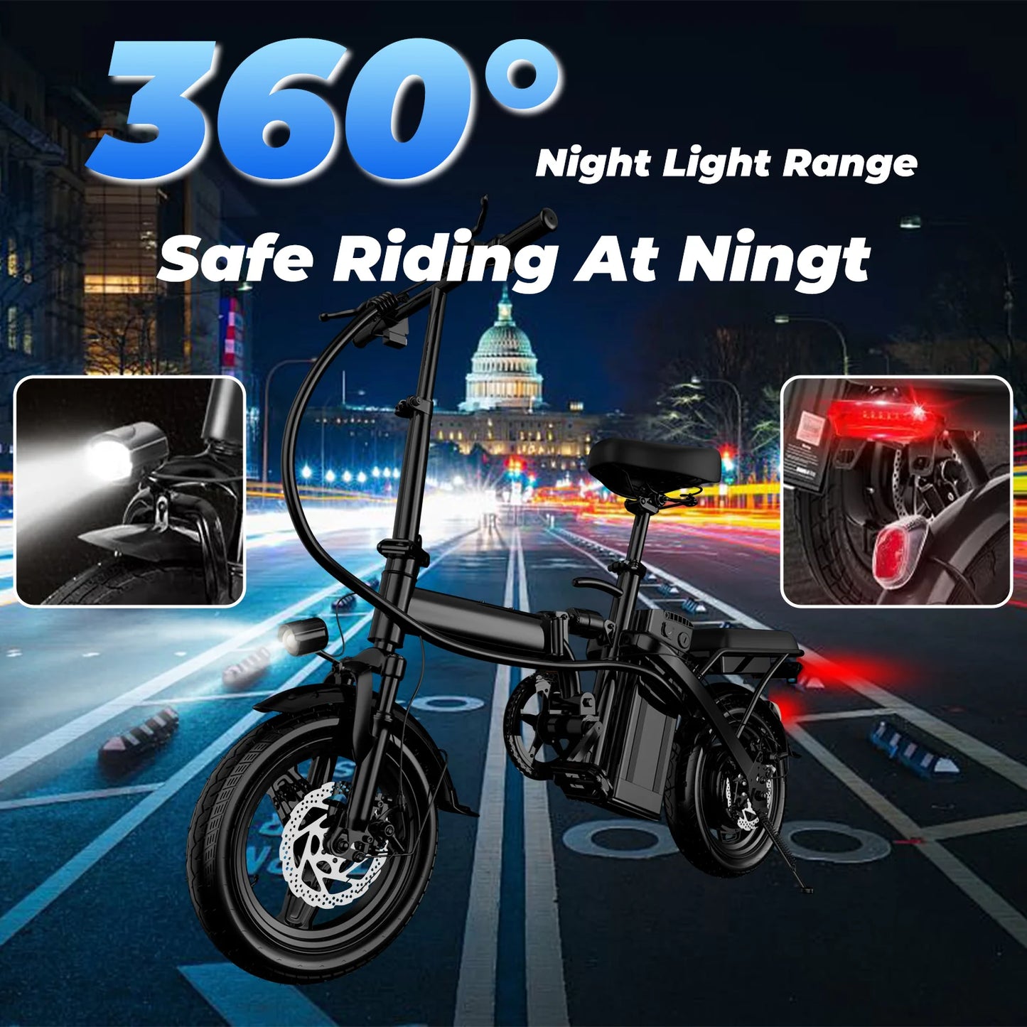 LELEKUAI 500W Adult Electric Bike, 20 MPH, 48V 10.4Ah Removable Battery, 14 Inch Folding Electric Bike,