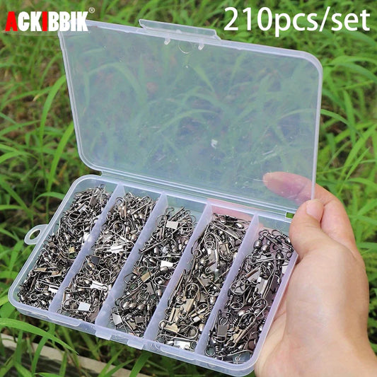 210pcs/set Fishing Swivels Snap