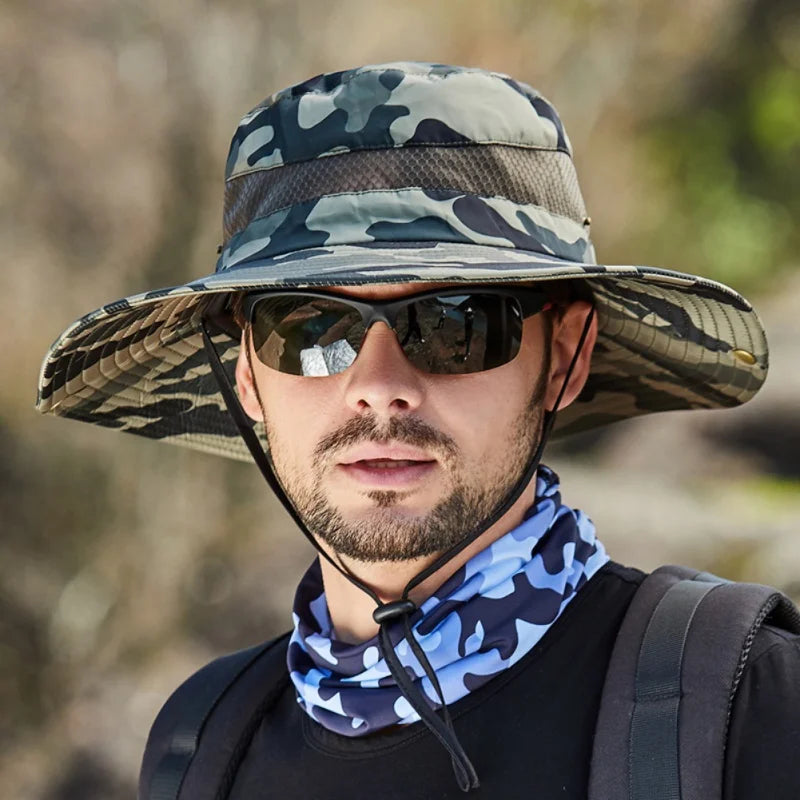Men  Sun Hat Outdoor Traveling Fishing Hiking Hat Wide Brim