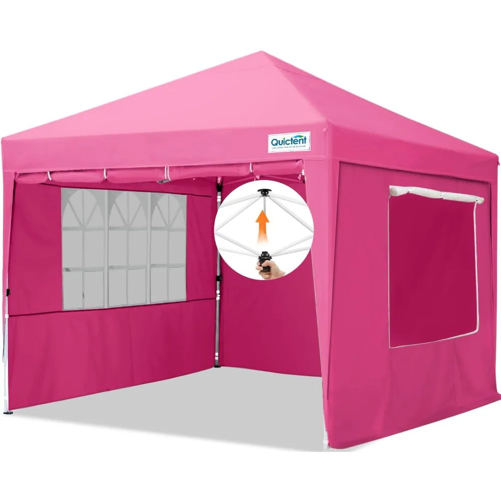 Easy Pop up Canopy Tent 10'x10' with 4 Detachable Window Sidewalls, One Person Setup, Waterproof Outdoor Portable Vendor Event