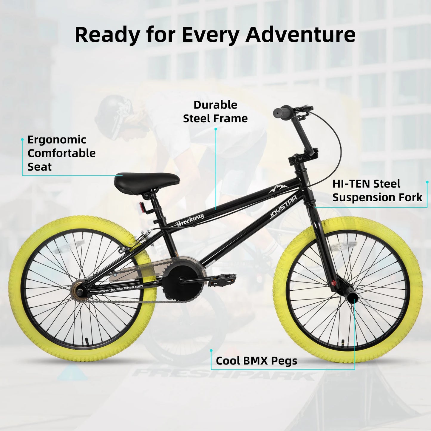 JOYSTAR Brockway Freestyle Kids BMX Bikes Kids Bicycles for 6-14 Years Old Boys Girls and Beginner-Level Riders 2 Pegs