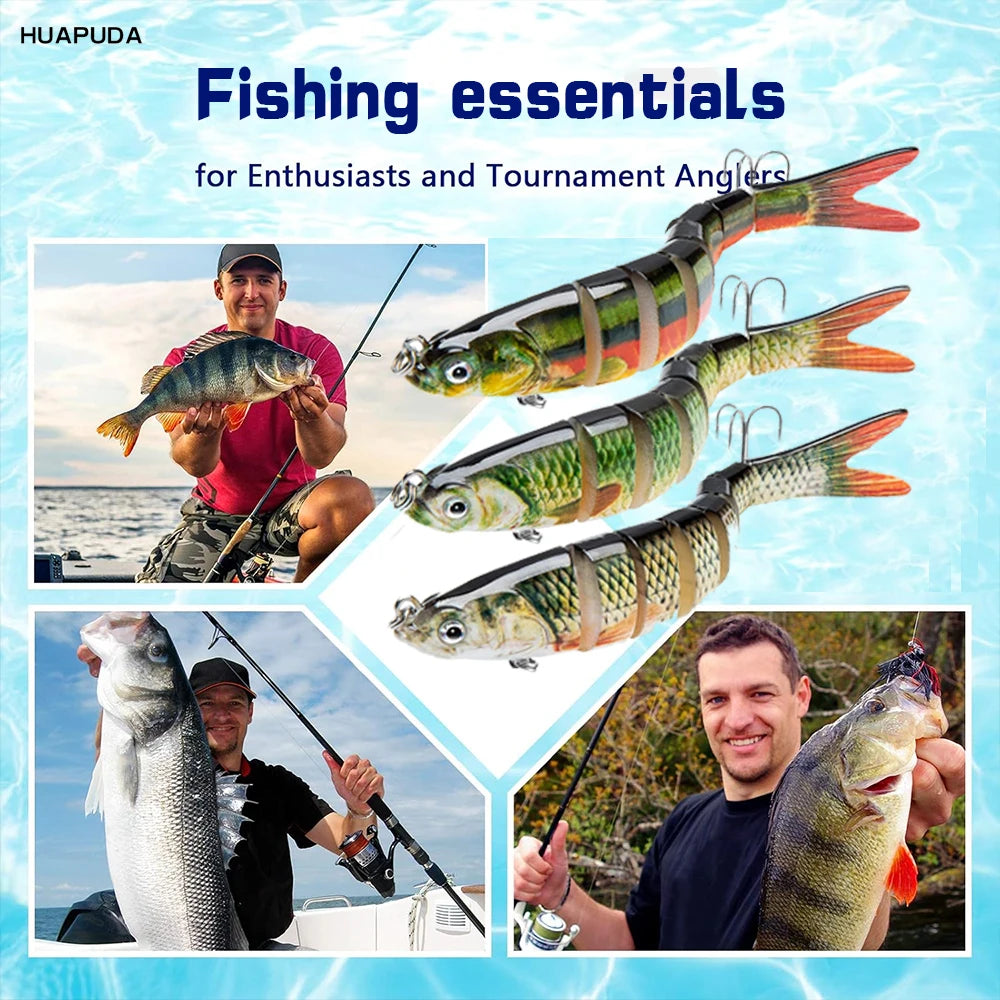 3 Pieces Freshwater and Saltwater Fishing Lures, Bionic Swim Bait, Realistic Bass Trout Crappie Swim Bait Fishing Lure Set, Gre