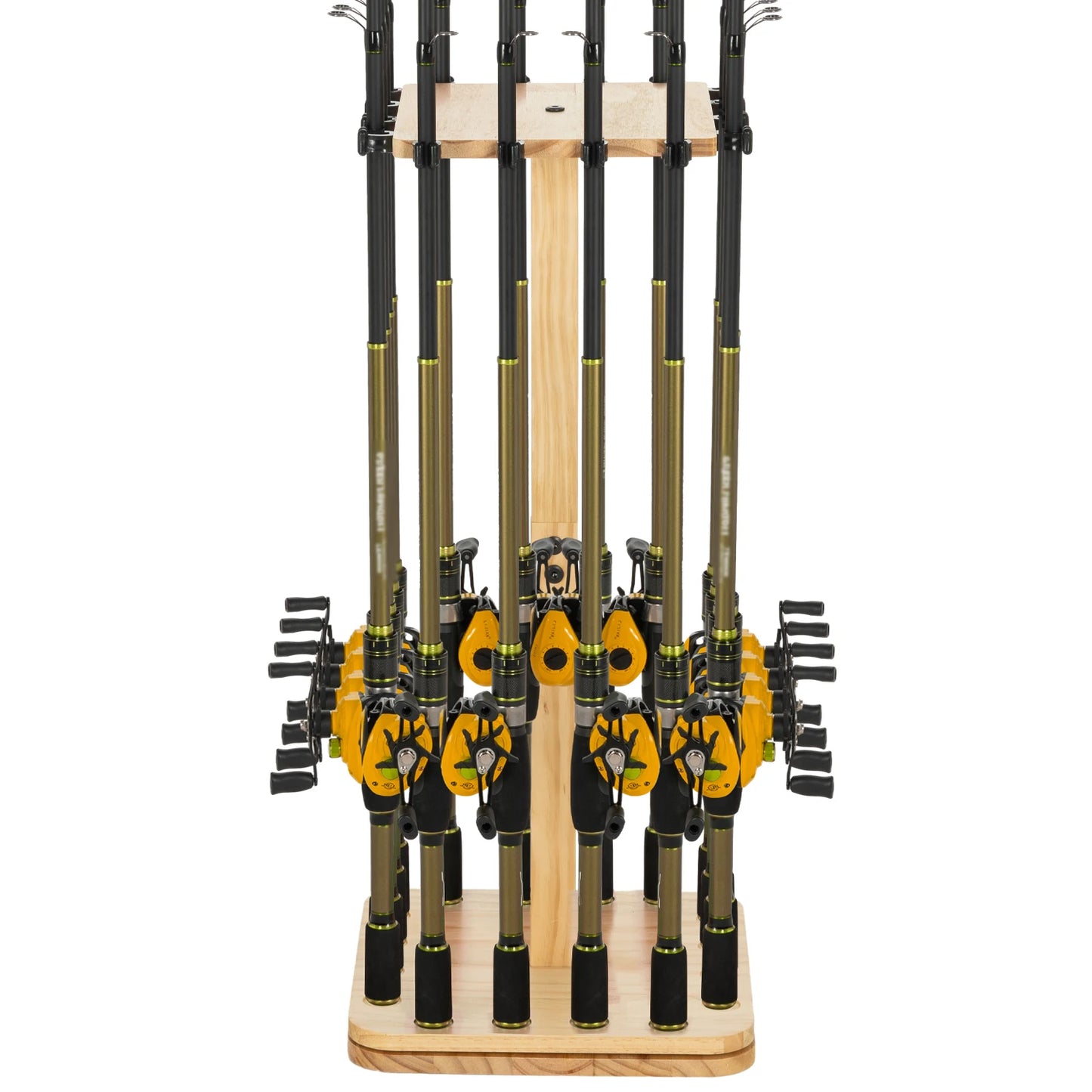 Fishing Rod Holder Rotating Wooden Rod Pole Rack New Style Holds up to 16 rods Fishing