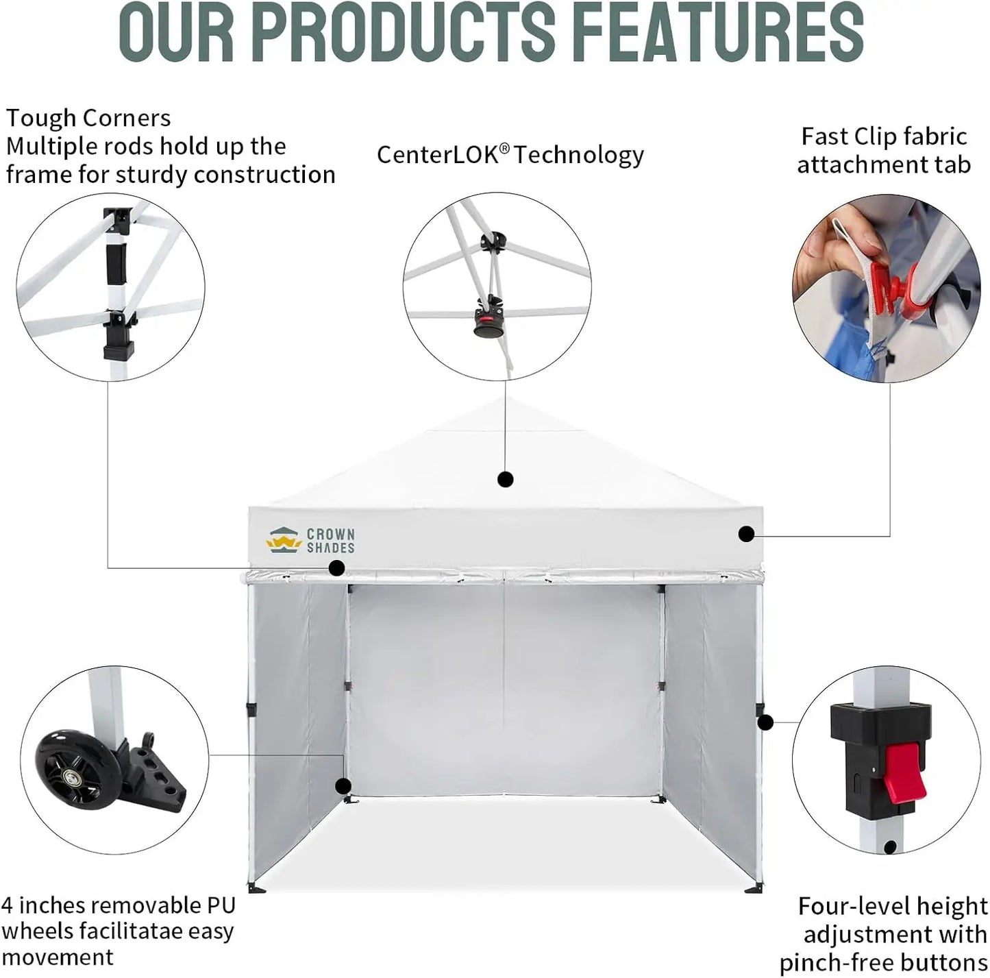 8x8 Pop Up Canopy Tent with 4 Sidewalls, Wheels & Weights, Quick Setup, UV Protection