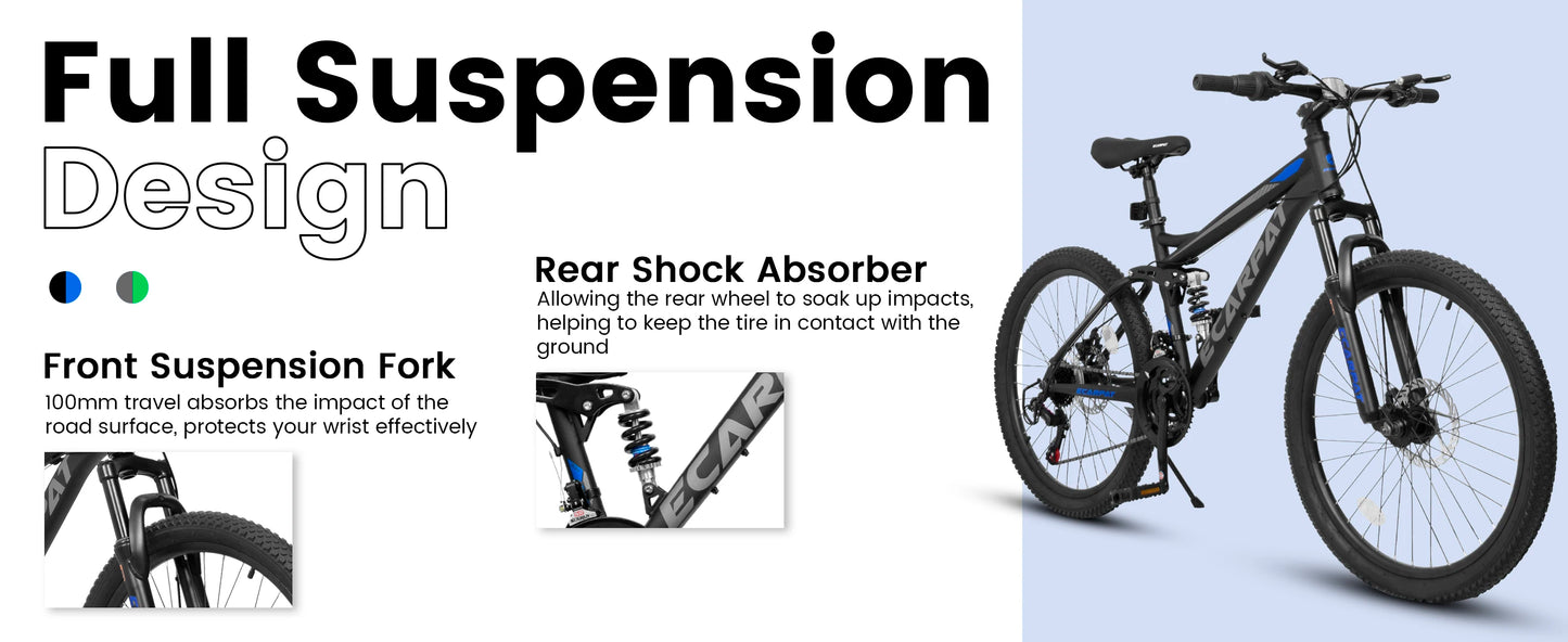 Mountain Bike 24/26/27.5 Inch, Men Women Teenagers  Mountain Bike, 21-Speed Disc Bicycles