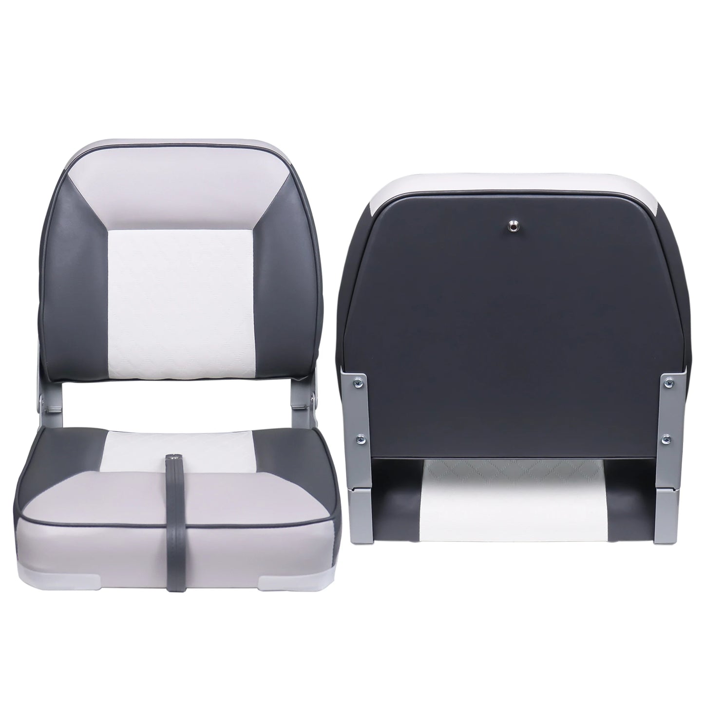 Low Back Boat Seats Marine Folding Chair Universal Fit for Fishing Yachts 1 Pack White and Gray