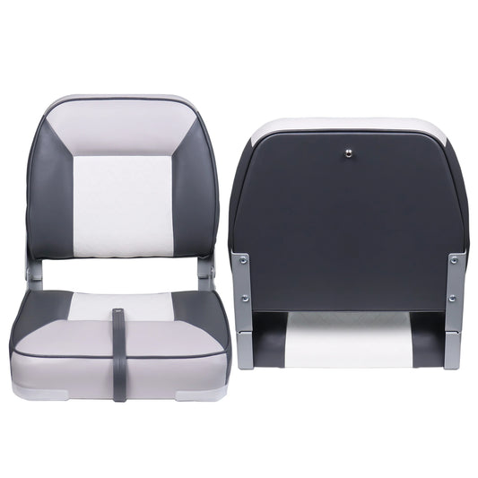 Low Back Boat Seats Marine Folding Chair Universal Fit for Fishing Yachts 1 Pack White and Gray
