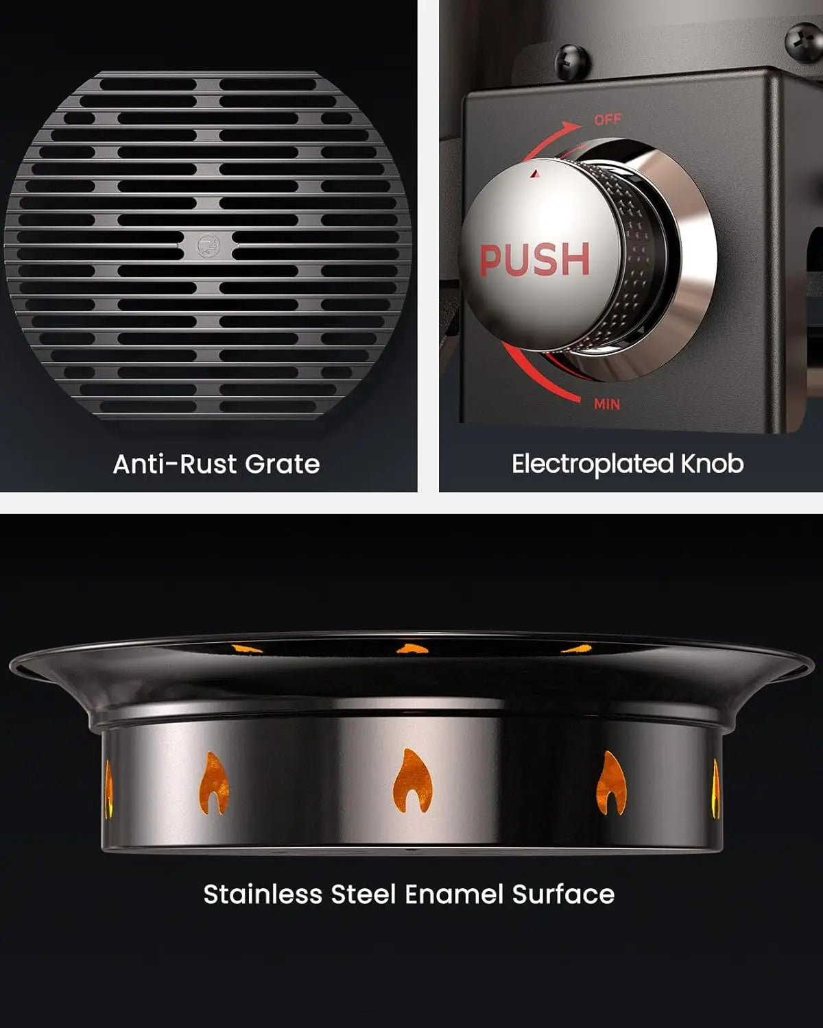 Ciays Large Propane Fire Pit 19 Inch With Grill Grate, Folding Legs, Hose Hooks, Propane Tank Holder