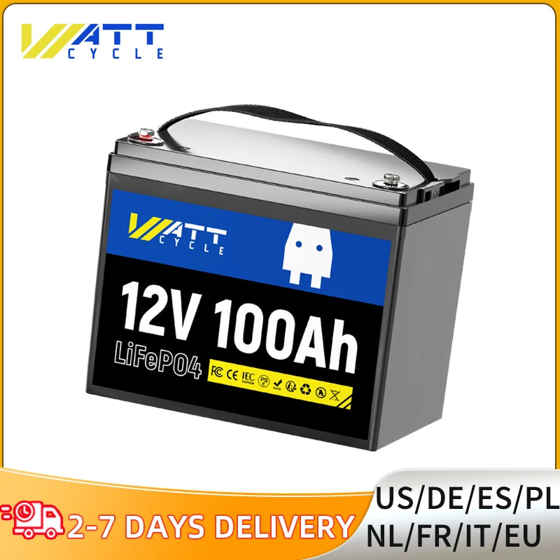 Wattcycle 12V 100Ah LiFePO4 Battery 
 For Outdoor  Lithium Iron Phosphate Batteries