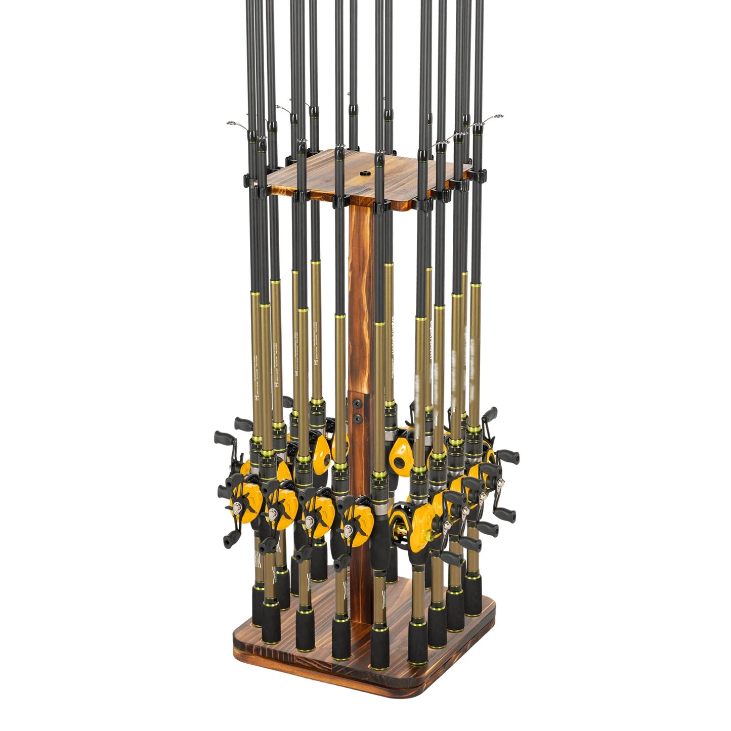 Fishing Rod Holder Rotating Wooden Rod Pole Rack New Style Holds up to 16 rods Fishing