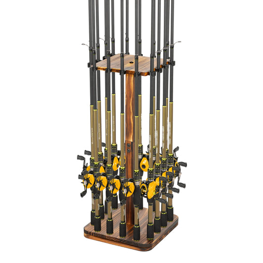 Fishing Rod Holder Rotating Wooden Rod Pole Rack New Style Holds up to 16 rods Fishing