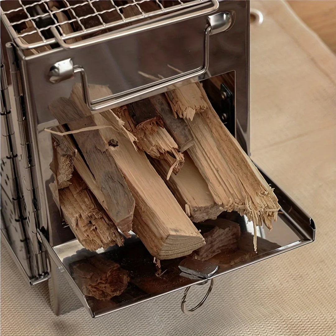 Portable Stainless Steel Firewood Stove For Camping, Picnic, And BBQ - Compact And Lightweight