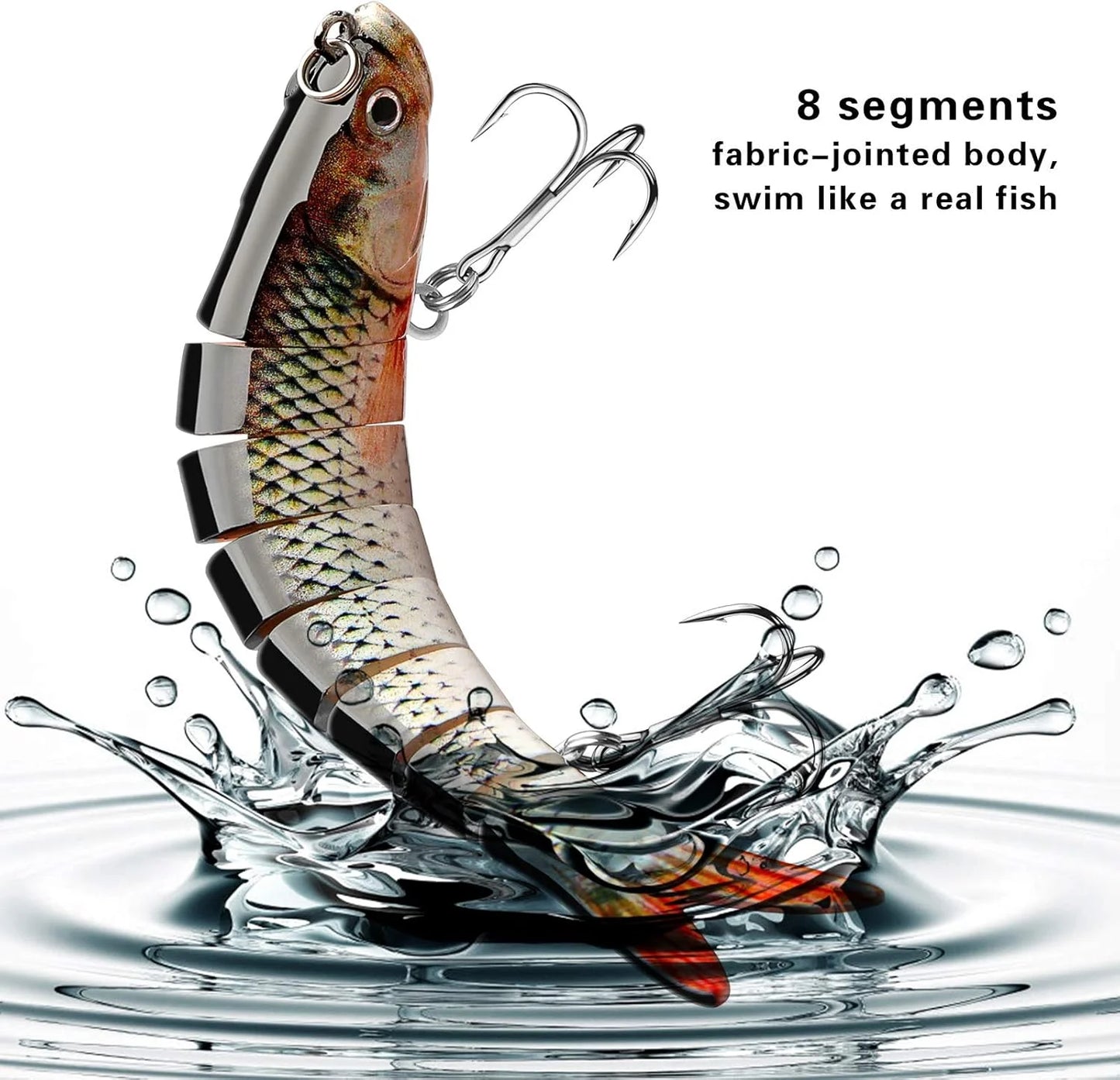 3 Pieces Freshwater and Saltwater Fishing Lures, Bionic Swim Bait, Realistic Bass Trout Crappie Swim Bait Fishing Lure Set, Gre