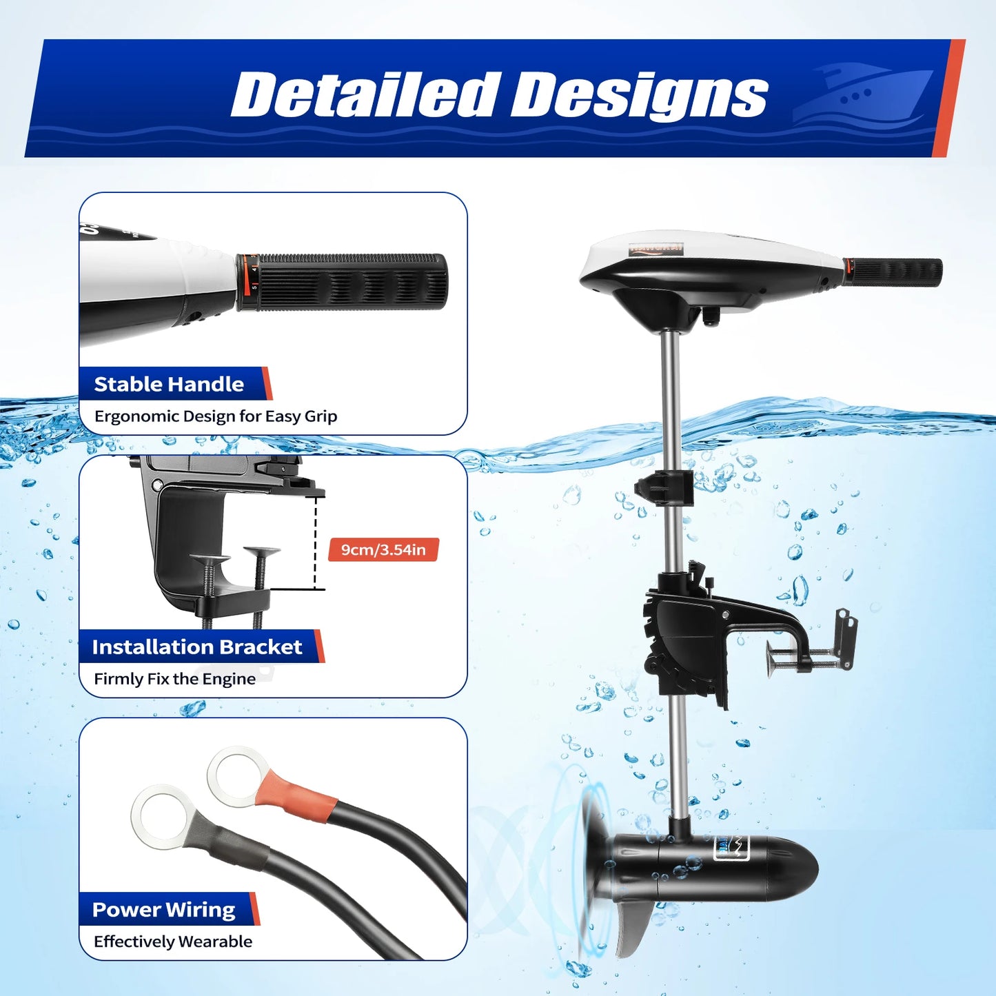 lectric Outboard Trolling Motor 65LBS With 40CM Short Shaft Brush Motor Suitable For Small Boats Inflatable Boat