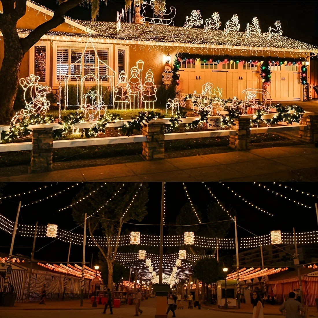 4Pcs 160ft Solar String Lights - 400Pcs Led Outdoor Fairy Lights, 8 Modes, Waterproof for Garden, Terrace, Tree Decoration - Great for , Weddings and Party (Warm Light) Ip44