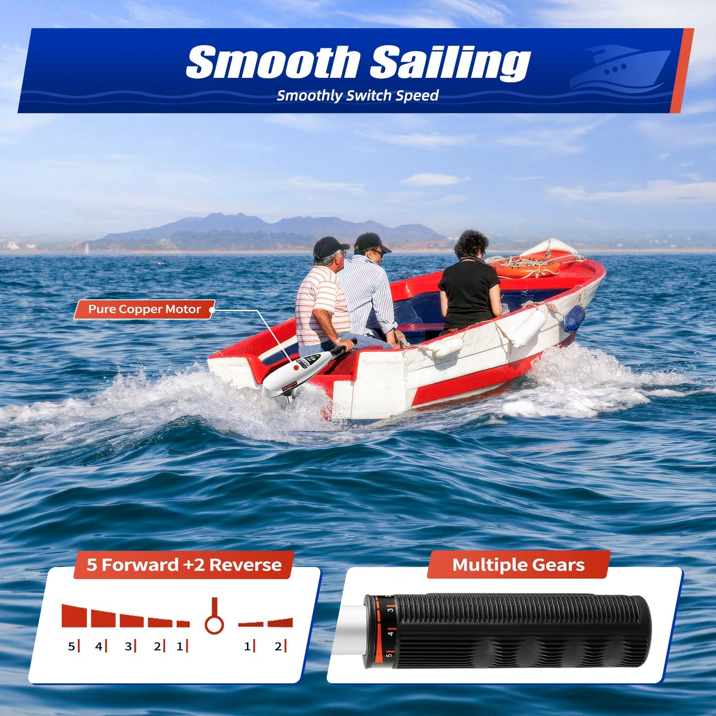 lectric Outboard Trolling Motor 65LBS With 40CM Short Shaft Brush Motor Suitable For Small Boats Inflatable Boat