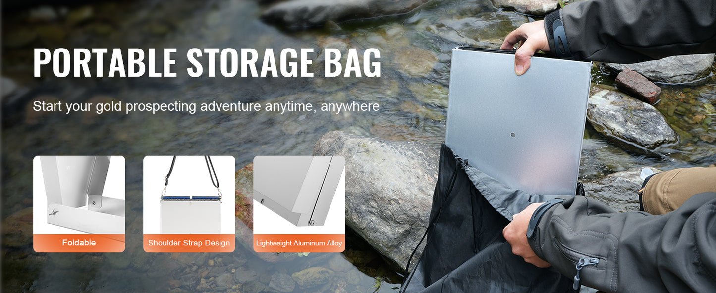 SucceBuy 50" 12" Complete Sluice Box Gold Panning Kit Aluminum Alloy Gold Mining Equipment 23/16 PCS Gold Prospecting Kit