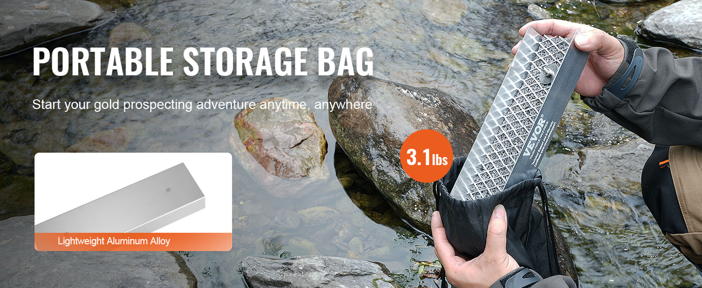 SucceBuy 50" 12" Complete Sluice Box Gold Panning Kit Aluminum Alloy Gold Mining Equipment 23/16 PCS Gold Prospecting Kit