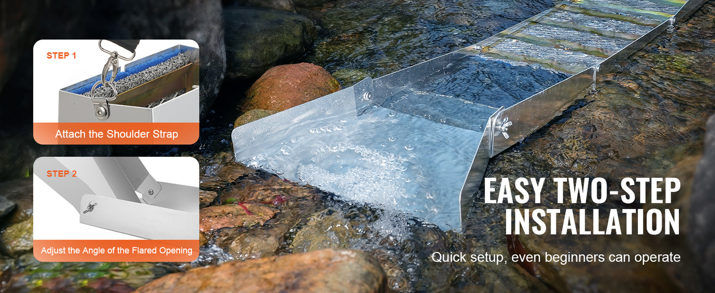 SucceBuy 50" 12" Complete Sluice Box Gold Panning Kit Aluminum Alloy Gold Mining Equipment 23/16 PCS Gold Prospecting Kit